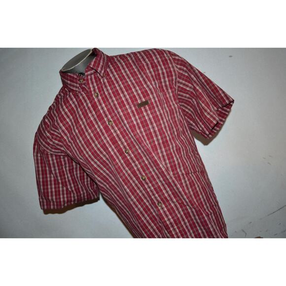 29079 Carhartt Button Up Work Shirt Size XL Mens Front Pocket Red Plaid - Picture 3 of 8